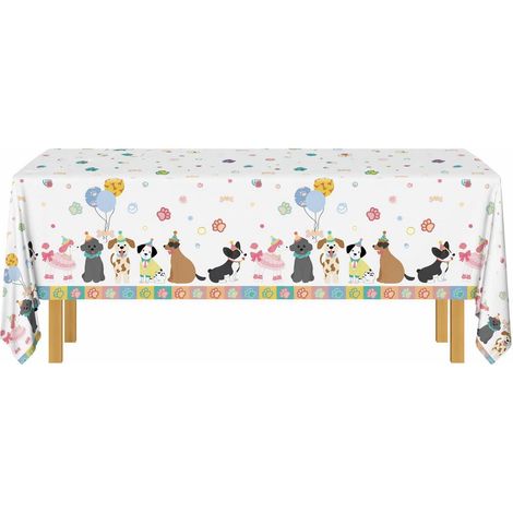 Geburtstag Tischdecke Hunde-Design 137x274 cm wasserdicht & pflegeleicht