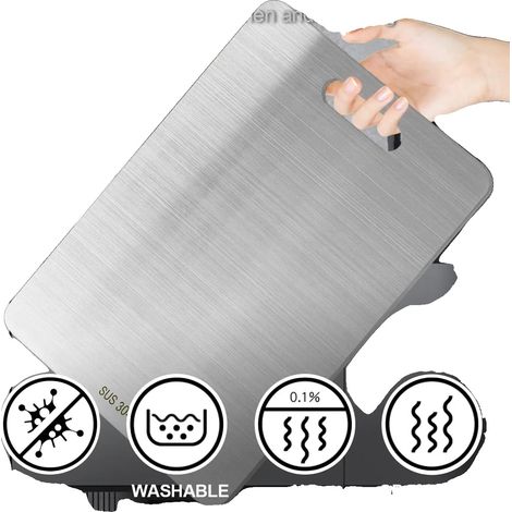 Juego de tablas de cortar, acero inoxidable 304 apto para uso alimentario, 38 x 25 cm, superficie antibacteriana, resistente al moho, doble cara. (1/5)