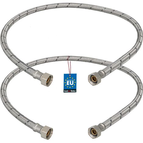 KOTARBAU® Lot de 2 Flexible Robinet 3/8"x3/8" - Tuyau Robinet 90cm - Acier Inoxydable - Rallonge Robinet Cuisine Flexible - Tuyau Robinet Cuisine Flexible - Tuyau Flexible Plomberie - Argent (1/4)
