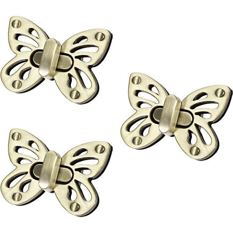 Lot de 3 fermoirs papillon à verrouillage par rotation pour sacs main, en laiton brossé