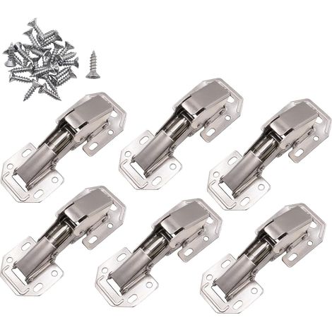 6pcs Charniere Invisible, Sans Perforation Charniere Porte Placard Rotation de 90 Degrés Charnière Invisible Pour Porte D'armoire Meubles de Porte en Bois