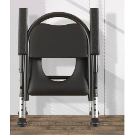 Chaise percée pliable 400 kg, fauteuil de douche avec accoudoirs et seau, hauteur réglable, robuste stable (1/5)