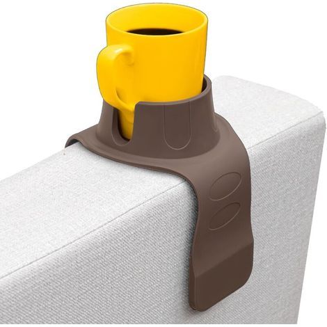 Getränkehalter für Sofa - Silikon-Armlehnenablage - Untersetzer für Relaxsofas (braun) (1/5)
