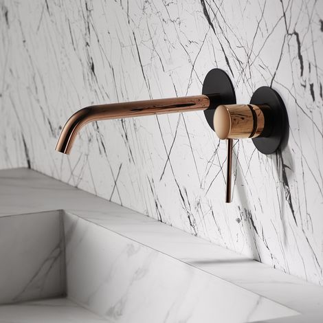 Imex -  Grifo Monomando Lavabo Empotrado Negro Serie  Milos Stick (1/2)