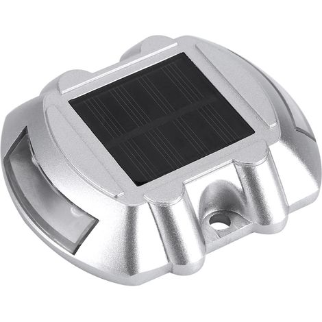 Plaque LED solaire aluminium coulée étanche IP67 6 LED luminaire extérieur route allée jardin rouge (1/5)