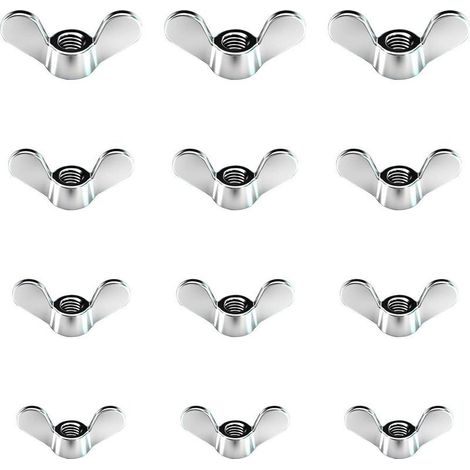 12 Pcs Ecrous Papillon en Zinc Brillant Ecrous à Oreilles en Taille M4 M5 M6 M8 Assortiment Boulons à Ailette pour Outils de Bricolage Boulon de Serrage Argent Pour Fixation (1/5)