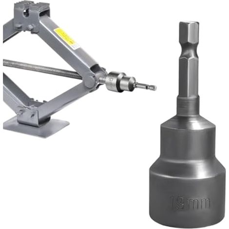 povtii Douille de cric ciseau, adaptateur de perceuse hexagonale magnétique de 19 mm, compatible avec outil de tige hexagonale de 6,35 mm de diamètre pour cric de camping-car, accessoires de voiture (1/5)