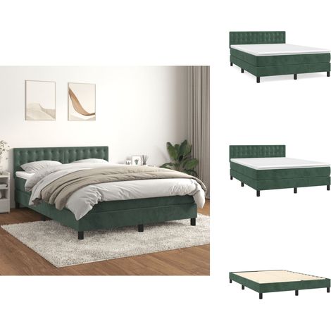 Boxspringbett mit Matratze Dunkelgrün 140x190 cm Samt - Samtbett - Boxspringbett - Doppelbett - Bettauflage - Matratze (1/5)