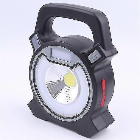 Lampada portatile ricaricabile da 30 W per artigianato/campeggio, luce bianca + funzione di segnalazione lampeggiante rossa e blu (1 pezzo, nera)