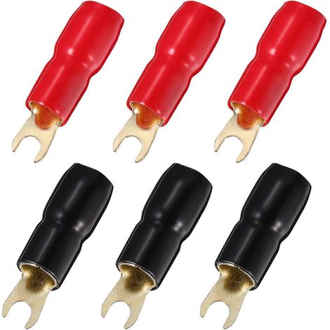 WAKAUTO 10 paires de cosses à fourche en cuivre 4GA pour câble de haut-parleur (rouge et noir) (1/3)