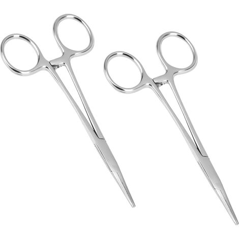 Pince Kocher - Lot de 2 - Acier Inoxydable - Mécanisme Autobloquant - Soins et Bricolage - 12,5cm (1/5)