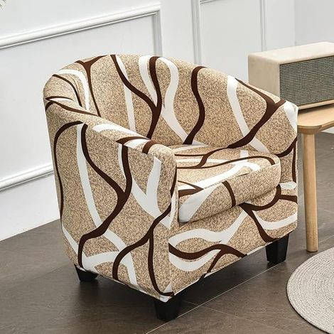 Chesterfield Armchair Cover, Armchair Cover, Chair Cover Protector (Brown Lines) (1/5)