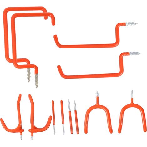[LCS] Lot de 12 crochets de garage, supports pour casseroles, crochets de plafond, support pour tuyau d'arrosage, support mural pour vélos, organisateur d'outils électriques, outils en métal (1/5)