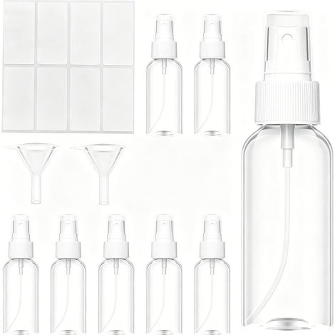 8 Pièces50ml Flacon Vaporisateur Vide, flacons vaporisateurs avec 8 étiquettes et 2 entonnoirs, Portable Bouteille rechargeable pour le voyage, pour parfums, désinfection, huiles (1/5)