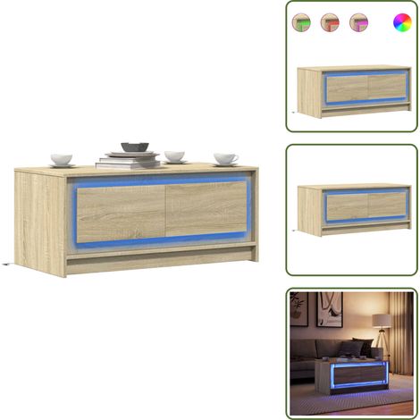 LED-Couchtisch Sonoma-Eiche Holzwerkstoff - Couchtisch - Couchtische - Beistelltisch - Sofatisch (1/5)