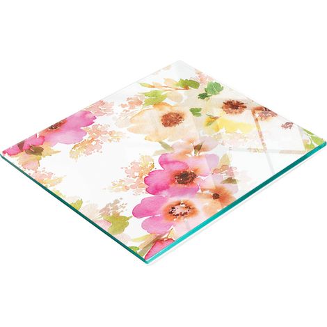 Tabla de cocina de vidrio templado con estampado de flores en acuarela, 60x52 cm. (1/5)