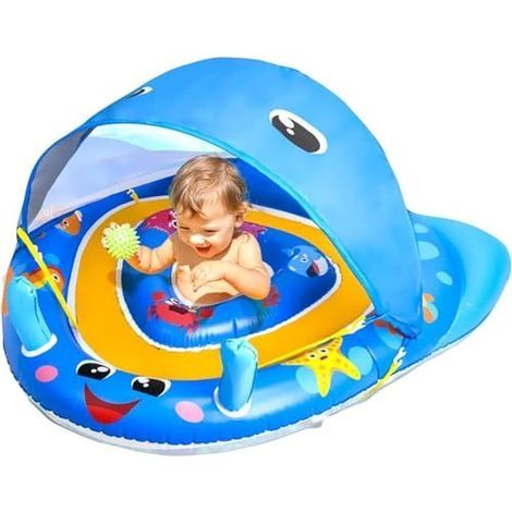 Bouee Bebe avec Pare Soleil UPF50+ Plage Bebe avec Siège de Sécurité Réglable, Baby Flotteur Bouee Enfant Bouee Piscine Bebe pour Tout-Petits pour 6 à 24 Mois (1/5)