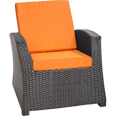 Coussins de chaise en résine tressée 56x52x7cm Lot de 4 coussins de chaise rotin, Coussin de fauteuil de jardin Orange, Coussin dossier extérieur (1/5)