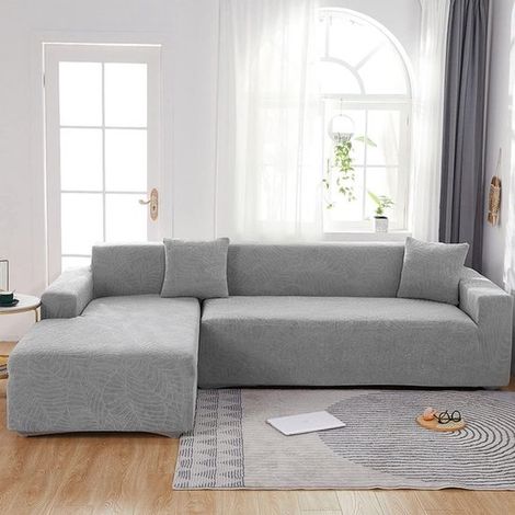 Wasserabweisender Sofabezug pro Sofasegment Hellblaues Jacquard Blattmuster 4 Sitzer 235 300 cm 1 Stück (1/5)
