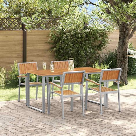 Conjunto de Comedor de Jardín 5 uds. Gris vidaXL (1/5)