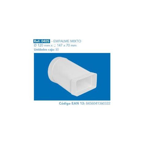 FPLUS empalme mixto 120mm 147x70 mm , empalme mixto 120mm 147x70 mm