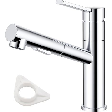 Robinet Cuisine, Mitigeur Cuisine avec Douchette Extractible Rotatif à 360°, avec 2 Modes de Pulvérisation Froid & Chaud Disponible, Acier Inoxydable (1/5)