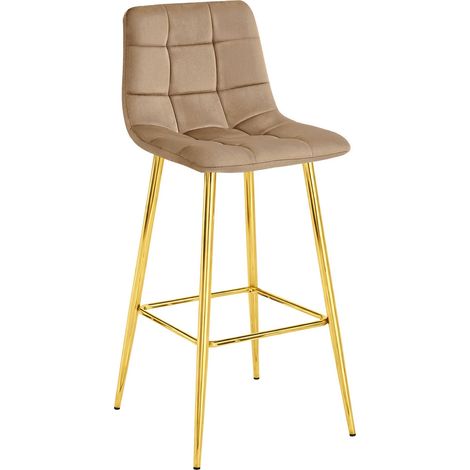 Sgabello Arceto in velluto marrone con gambe dorate (1/5)
