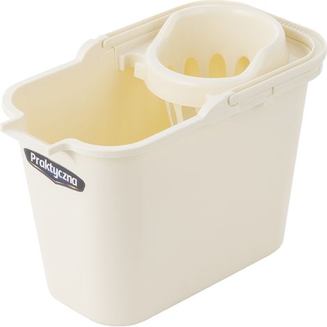 Rechteckiger Kunststoffeimer mit Auspresser, 12 l, Creme - Ben