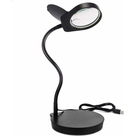 Loupe sur pied avec grossissement 3X et 10X, lampe LED 26 diodes, bras flexible col de cygne de 36 cm, idéale pour lecture, bricolage et loisirs