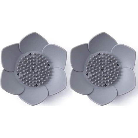 Jabonera de silicona con forma de flor - paquete de 2 jaboneras (gris) (1/5)