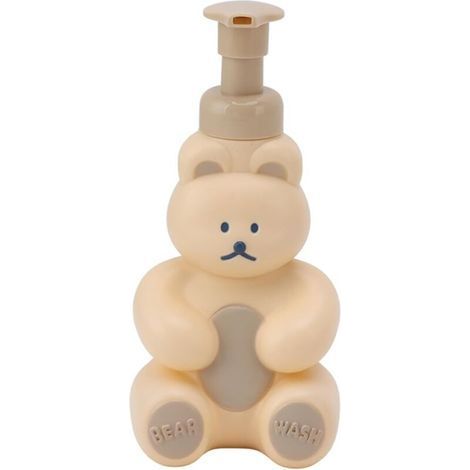 Cute Liquid Hand Soap Dispenser, Cartoon Bear Shape, Refillable Pump Bottle for Bathroom, Kitchen, Kids and Adults, Look (Large White (1/5)