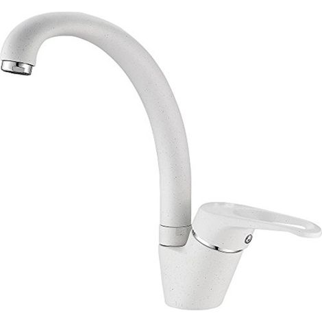 TrAdE Shop Traesio - Miscelatore Lavello Bianco Per Lavandino Lavello Cucina Monocomando -