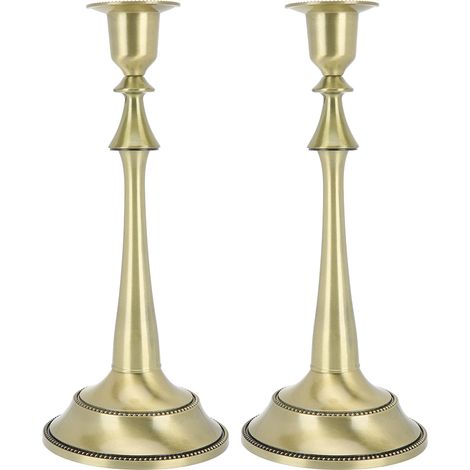 2 pièces Bougeoirs design moderne à une branche, décoration intérieure élégante pour mariage ou salon, finition bronze antique (1/5)