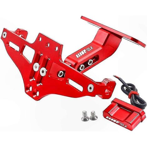 Support de plaque d'immatriculation universel avec éclairage LED pour motos 2012-2016 (rouge) (1/5)