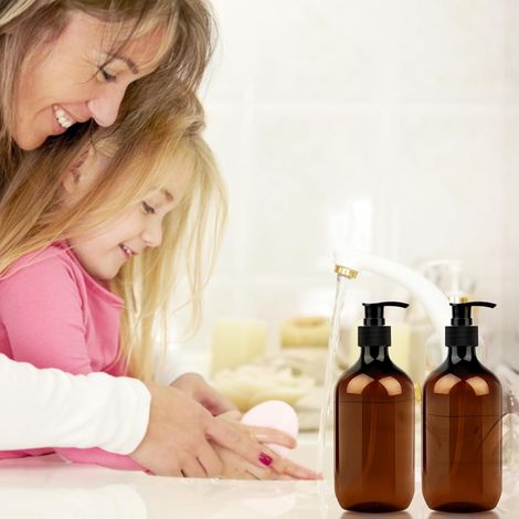 Bouteille de shampoing vide, distributeur de savon 500 ml, distributeur de gel douche PET pour savon, lotion, détergent, liquide (1/5)