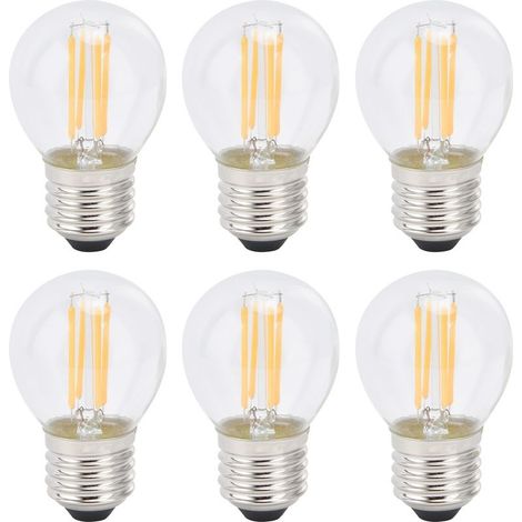 Set of 6 bulbs LED retro G45, base E27, transparent, ideal for the the interior, 6 watts, 110 volts, light hot (1/5)