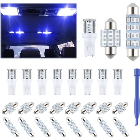 Juego de 24 luces LED para interior de coche - Azul - Bombillas de repuesto - T10 / 194 / DE3175 / 578 / 31 mm / 42 mm - Luz de lectura - 3175 / 578 / 31 mm - 24 piezas (1/5)