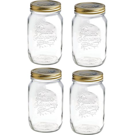 SET 4 BARATTOLI 1000 CC QUATTRO STAGIONI BORMIOLI PER CONSERVE CON TAPPI DA 86MM (1/5)