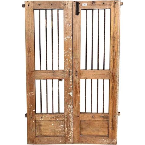 Puerta de madera marrón acabado artesanal 98x3x175 h cm