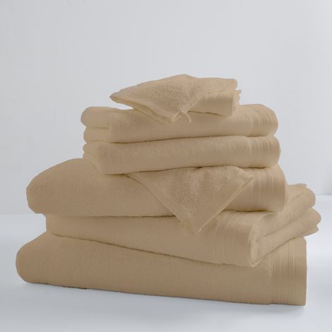 Lot de 2 Serviettes Invités Unies et Colorées Beige 33x50 cm