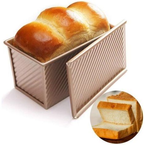 Moule à Pain avec Couvercle, Moule à Toast Antiadhésif, Moule à Gâteau en Acier au Carbone, Moules à Pain Rectangulaire pour la Cuisson à la Maison Gâteau au Pain Grillé, 450g de pâte (1/5)