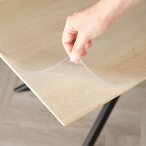 Tovaglia Trasparente 3mm - Tovaglia Rettangolare Antimacchia con Bordi Inclinati, Protezione per Tavolo Lavabile, Tela Cerata al Metro, Tovaglia in Plastica per Uso Interno ed Esterno 80x120 cm (1/5)
