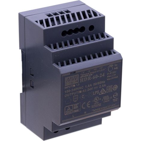 Mean Well HDR-60-24 LED Hutschienen Netzteil 60W 24V 2.5A DIN Rail CV (1/5)