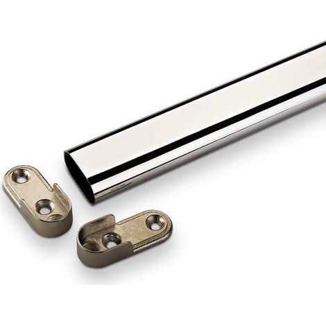 Schrankstange oval 30 x 15 mm L: 1000 mm Chrom poliert inklusive Stangenlager