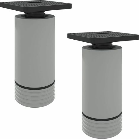 Lot de 2 pieds de meuble réglables hauteur 64 x 64 x 100 mm durables style moderne en PP blanc (1/5)
