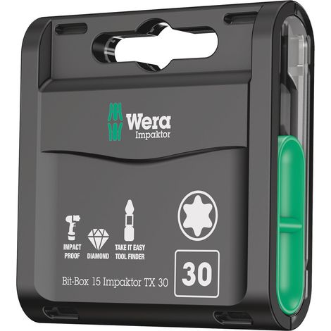 Wera Bit-Box 15 Impaktor TX, TX 30 x 25 mm, 15-teilig 05057776001 Torx Bits