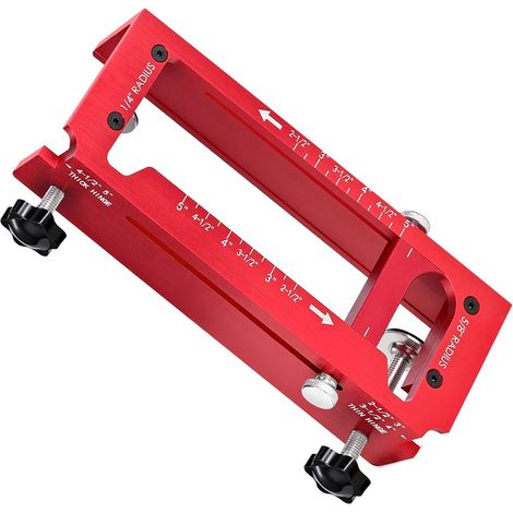 Gabarit de charnière de porte en alliage d'aluminium, Kit de gabarit de routeur, mortaise réglable pour les Types de coins carrés 2,5 à 5 pouces L T 1/4 pouces 5/8 pouces R (1/5)