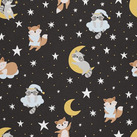 Outdoor dekostoffe oxford - Motiv Waschbär und Fuchs in der Nacht I DX553 (1/5)