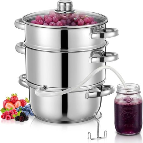 Extracteur de Jus Vapeur 5L Extracteur de Jus à Vapeur 2-en-1 – Idéal pour Jus Maison, Gelées et Confitures