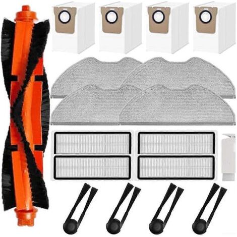 Kit de pièces de rechange pour aspirateur robot Xiaomi H40 OV51 : brosses latérales, filtres, lingettes de nettoyage et sacs à poussière.